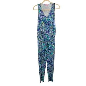 Lilly Pulitzer Small Bennett Blue & Green Bennett Jumpsuit Resortwear Vacation